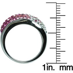 Sterling Silver White and Pink Crystal Fashion Ring