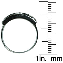 Sterling Silver Black and White Crystal Flower Ring
