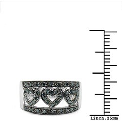 Sterling Silver 3/8ct TDW Blue Diamond Open Heart Ring