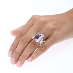 Sterling Silver Pink Amethyst and Cubic Zirconia Ring