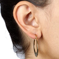 14k Yellow Gold Overlay Hoop Earrings