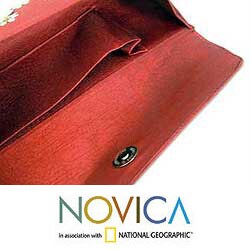 Silk 'Scarlet Fields' Clutch Bag (India)