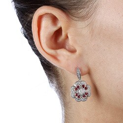 14k White Gold Ruby and 1/2ct TDW Diamond Earrings (H-I, I1-I2)
