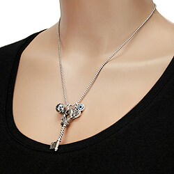 Silvertone Multi Charm Silver Key Necklace
