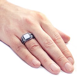 Stainless Steel Black Textured Ring
