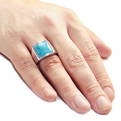 Stainless Steel Turquoise Face Ring
