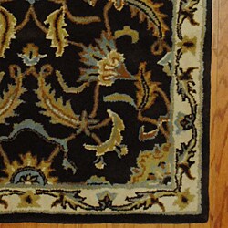 Indo Tibetan Hand-tufted Brown / Ivory Wool Rug (3.3 x 5.3)