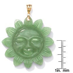 Angelina D'Andrea 14k Yellow Gold Green Jade Sun Pendant