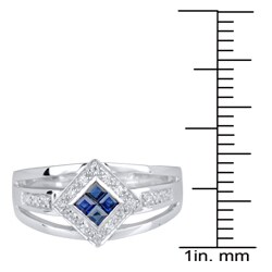 10k White Gold Sapphire and 1/8ct TDW Diamond Ring (I-J, I2)
