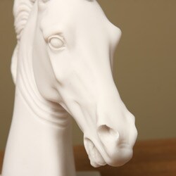 White Bonded Marble Voukefalas Horse Head Statue
