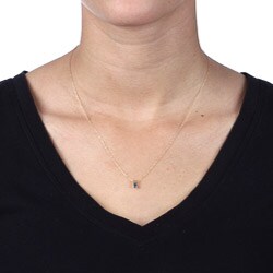 14k Yellow Gold 1/10ct TDW Blue Diamond Pendant 
