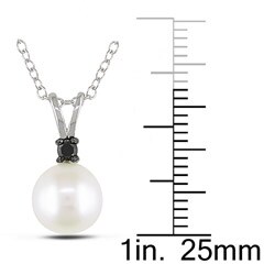 Sterling Silver Freshwater Pearl and Diamond Necklace (8-8.5 mm)