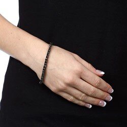 Silver and Black Rhodium 8ct TDW Black Diamond Tennis Bracelet
