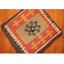 Handmade Kilim Puff Ottoman (India)