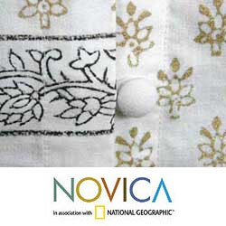 Women's Cotton 'Formal Garden' Block Print Tunic (India)