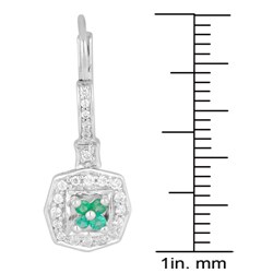 10k White Gold Emerald and 1/3ct TDW Diamond Earrings (I-J, I2)