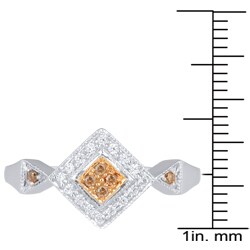 Sterling Silver 1/6ct TDW White and Champagne Diamond Ring (H-I, I3)