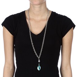 Charming Life Silvertone Crystal and Paua Shell 30-inch Necklace
