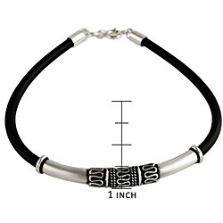 Sterling Silver and Rubber Bali Tribal Bracelet