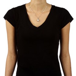 Sterling Silver Freshwater Pearl and Cubic Zirconia Necklace (9-10 mm)
