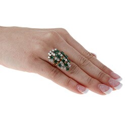 14k Gold 1 3/5ct TDW Diamond and Emerald Estate Ring (I-J, SI1-SI2)