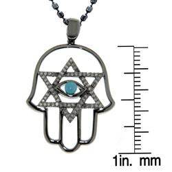 Black Silver Turquoise and 1/4ct TDW Diamond Hamsa Necklace (J, I2-I3)
