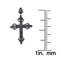 Black Sterling Silver Diamond Cross Pendant