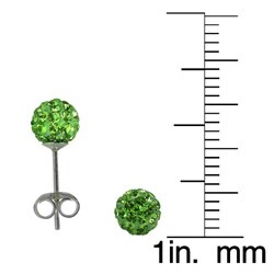Sterling Silver Green Crystal-studded 6-mm Ball Earrings