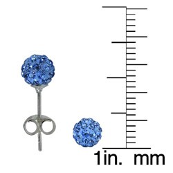 Sterling Silver Blue Crystal-studded 6-mm Ball Earrings