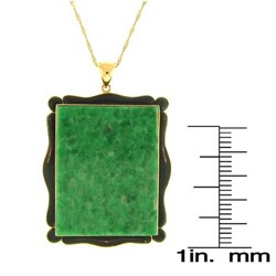Mason Kay 14k Yellow Gold Green Jadeite and Onyx Tablet Necklace