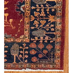 Afghan Hand-knotted Oushak Red/ Navy Wool Rug (12' x 14'7)