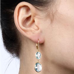 Zoe B 14k Gold over Sterling Silver Blue Topaz Earrings