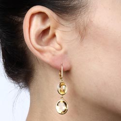 Zoe B 14k Gold over Silver Citrine Dangle Earrings