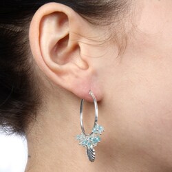 Zoe B Sterling Silver Aquamarine and Apatite Hoop Earrings