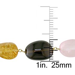 Yellow Silver 315ct TGW Amethyst and Multi-colored Quartz Necklace