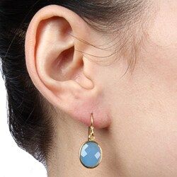 Zoe B 14k Gold over Sterling Silver Blue Chalcedony Earrings