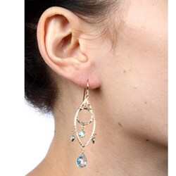 Zoe B 14k Gold over Sterling Silver Blue Topaz Chandelier Earrings