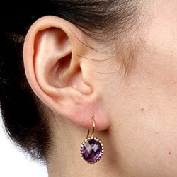 Zoe B 14k Gold over Sterling Silver Amethyst Earrings