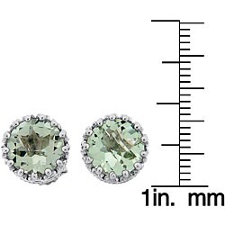Meredith Leigh Sterling Silver Crown-set Green Amethyst Stud Earrings