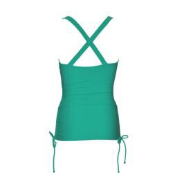 Divinita Sole Women's Teal and Cocoa Brown Sash Ruched Tankini