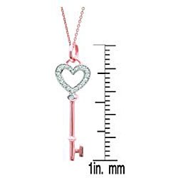 14k Gold and Silver 1/10ct TDW Diamond Heart Key Necklace (H-I, I1-I2)