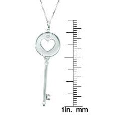 Sterling Silver Diamond Accent Heart Cutout Key Necklace