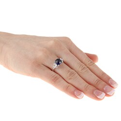 Sterling Silver Created Blue and White Sapphire Ring
