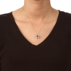 14k White Gold Pink Amethyst and Diamond Accent Necklace 