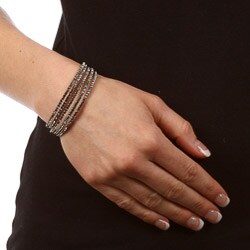 Celeste Brass Gunmetal Crystal Coil Cuff Bracelet