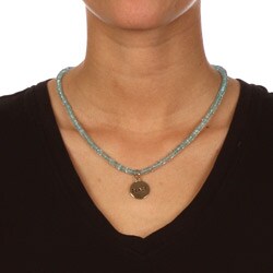 14k Gold over Sterling Silver 'Peace' Apatite Necklace 