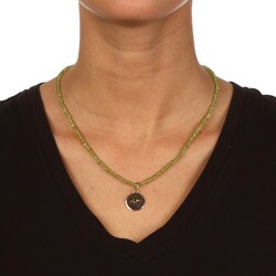 Zoe B 14k Gold over Silver Peridot 'Joy' Charm Necklace