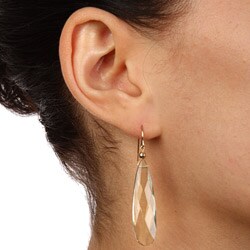 Zoe B 14k Yellow Gold Green Quartz Dangle Earrings