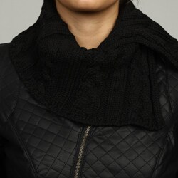 Black Rivet Women's Quilted Knit Trim Jacket