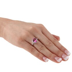 Viducci 10k White Gold Pink Topaz and 1/10 TDW Diamond Ring (G-H, I1-I2)